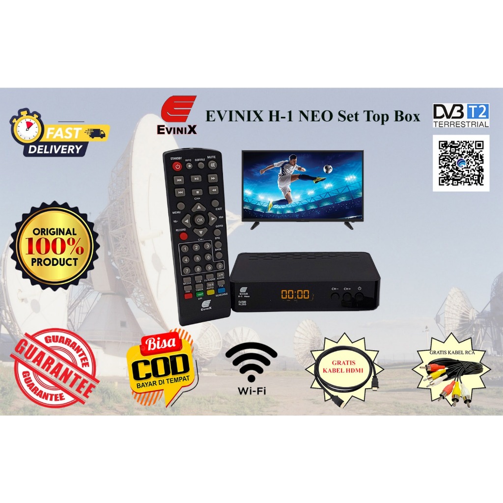 Homeyvibes Set Top Box Evinix H1 Neo Siaran Tv Dital Dvb- Free Kabel Hdmi, Beli Teisah