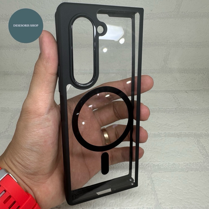 Case Magsafe Samsung Galaxy Z Fold 6 Case Magnetic Black LIKGUS Clear Glass