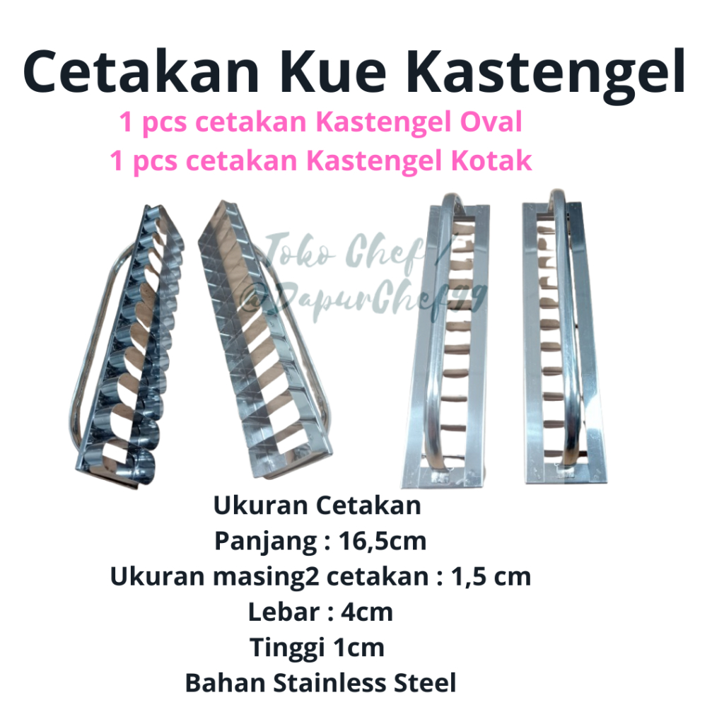 Cetakan Kue Kering Kastengel Oval dan Kotak Bahan Stainless Steel tersedia 1 Set lengkap paket kue k