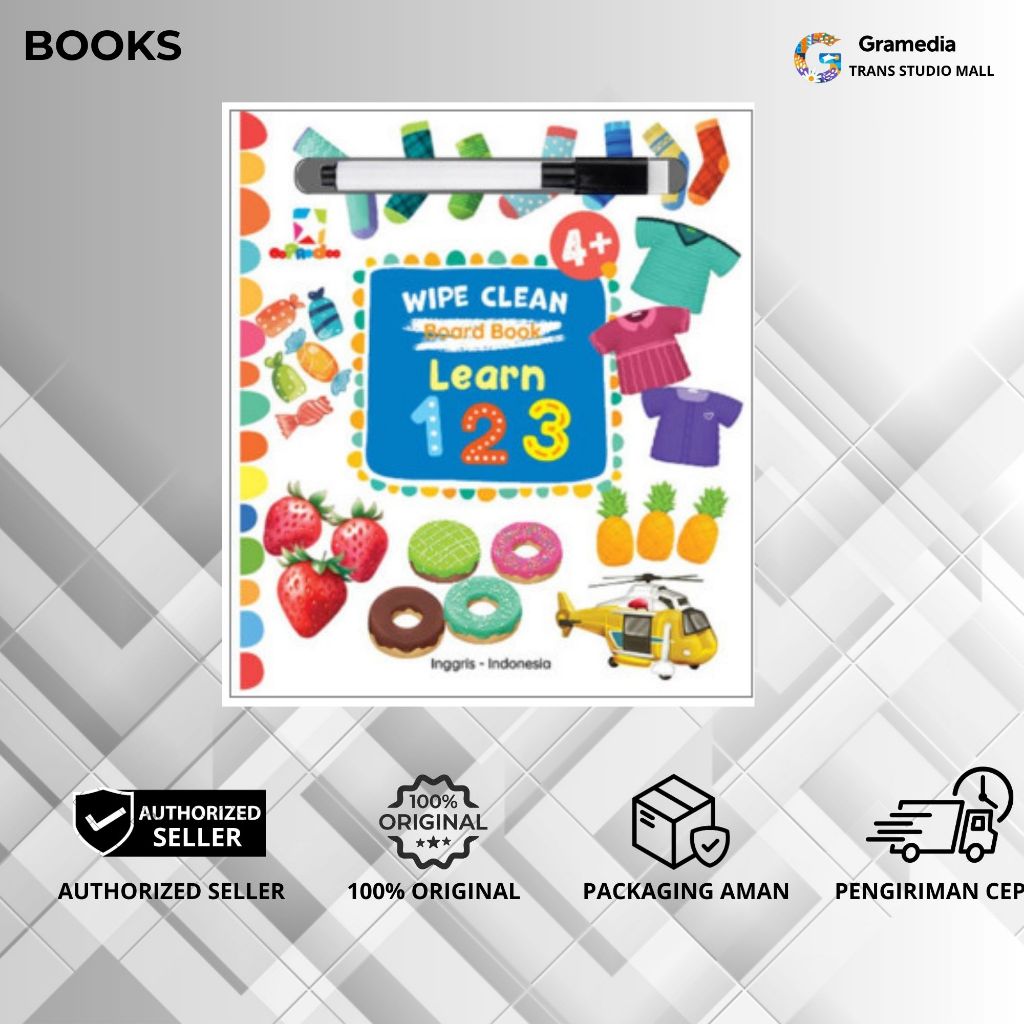 Gramedia Bandung TSM - OPREDO WIPE CLEAN BOARD BOOK: LEARN 123