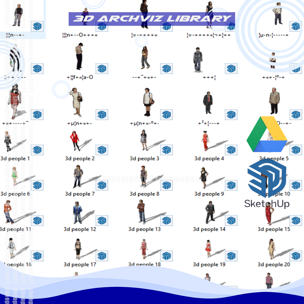 130 People Sketchup Model Asset Library