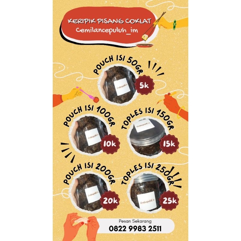 

keripik pisang coklat lumer isi 150gr