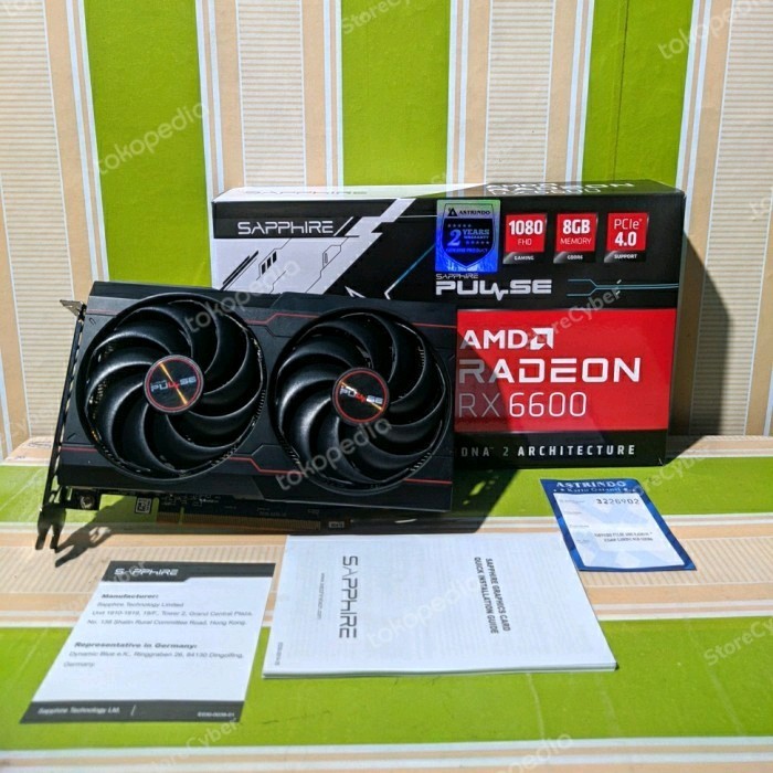 VGA SAPPHIRE PULSE RX 6600 8GB DDR6 DUAL FAN RX6600 MULUS FULLSET