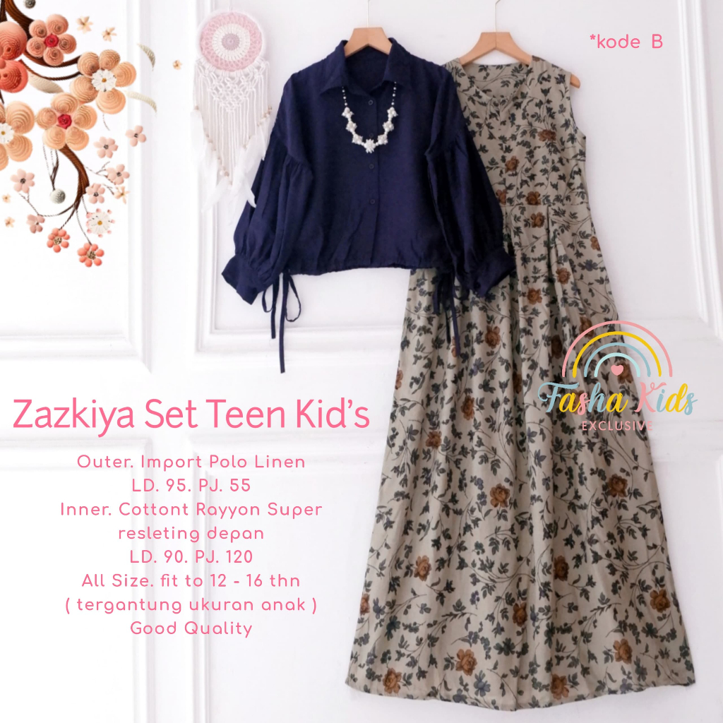 gamis outer anak perempuan 12-16 tahun mahalini syanum zazkiya set teen ori fasha kids
