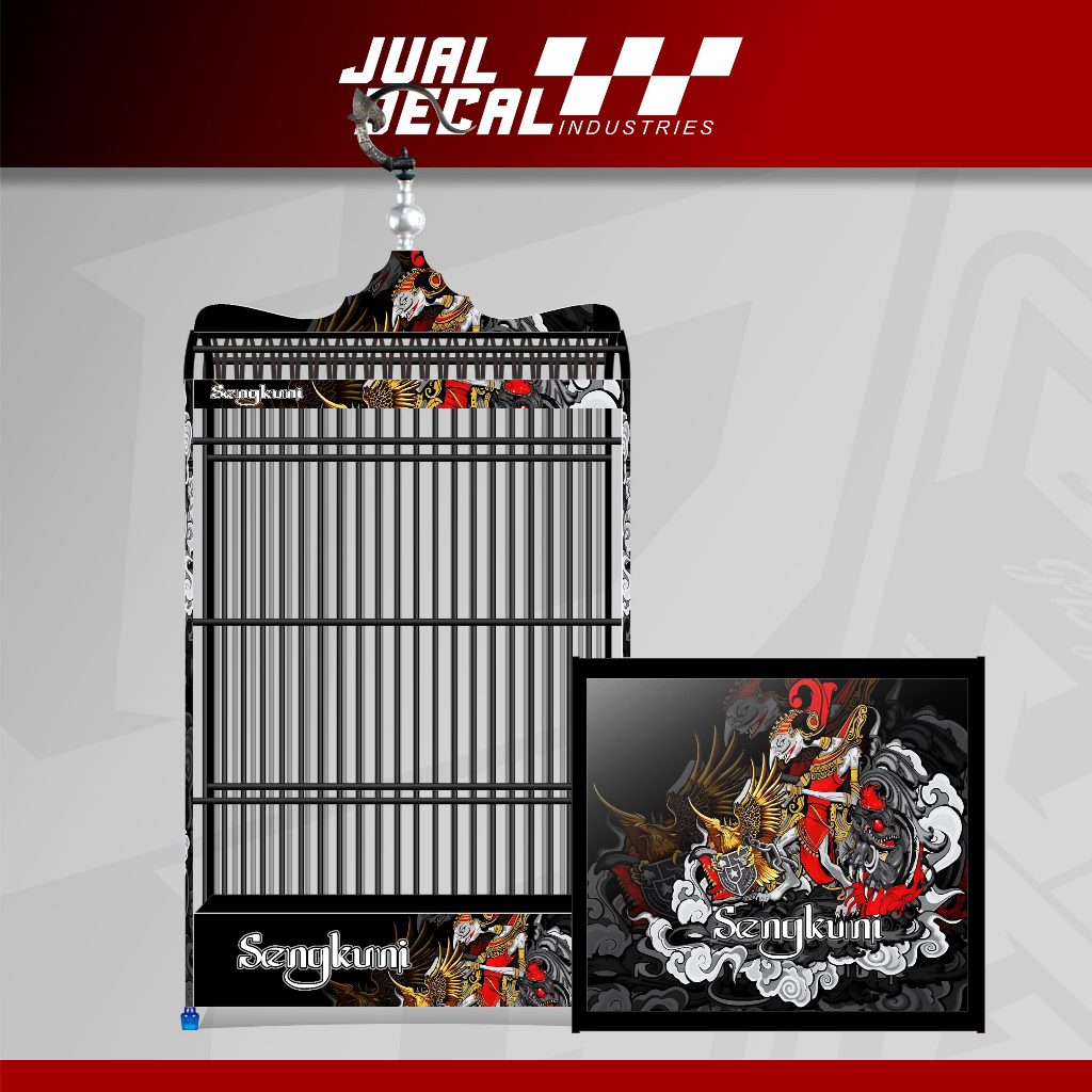 Stiker Decal Sangkar Kotak Variasi Wayang SENGKUNI Gepengan Kandang Burung Kosan Gantangan Ebod