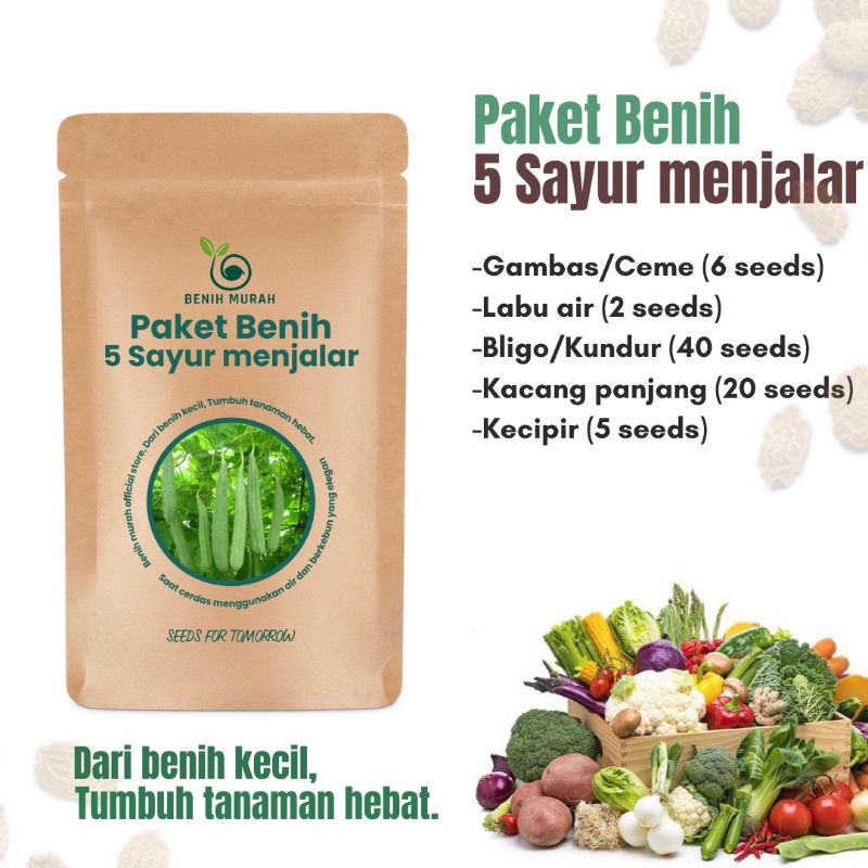 

Paket benih 5 sayuran menjalar