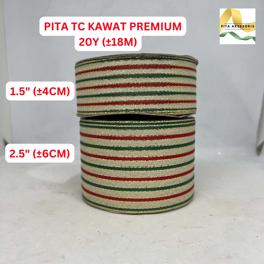 

Diskon 5 Barang Terpilih 1 Roll Pita TC Pinggir Kawat 2 Yard Motif Salur Gold Pita Natal Glitter Pinggir Kawat Ornament Pohon Natal Hiasan Xmas Hampers Kue Pita Kado Bouquet