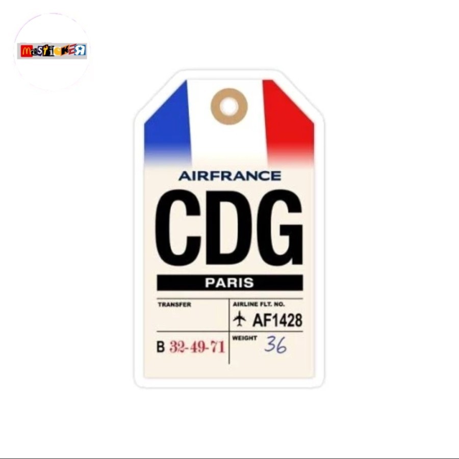 

sticker AIRFRANCE CDG airport Paris traveling luggage label stiker aviasi