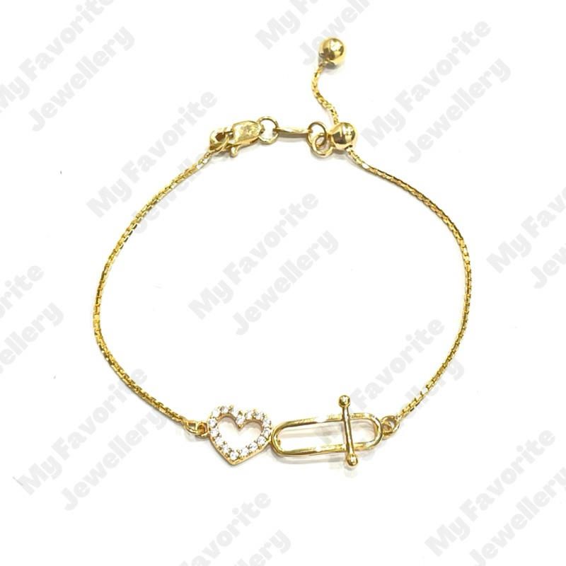 Gelang Serut Ring Love Permata Emas Asli Kadar 700