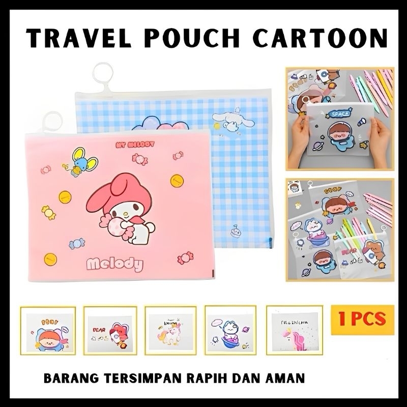 

KITCHENWARE Tempat Pensil / Tas Pounch Kosmetik Transparan Pencil Motif Karakter Impor Berkualitas Tahan Air Tidak Mudah Koyak BISA COD