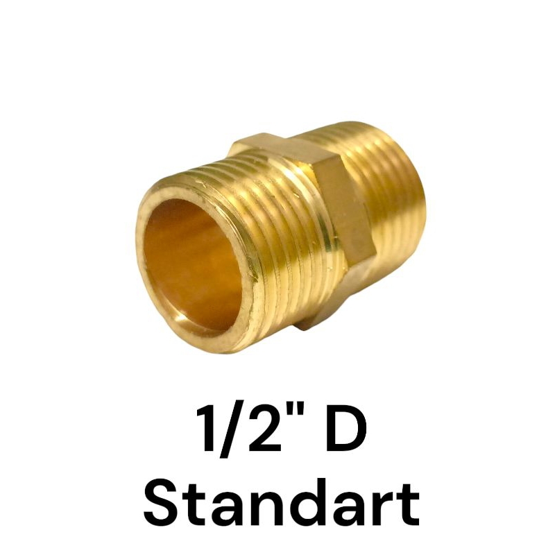 Double Nepel 1/2" inch Kuningan D Standart  / dobel nepel, double nipple, double drat / Double Nepel