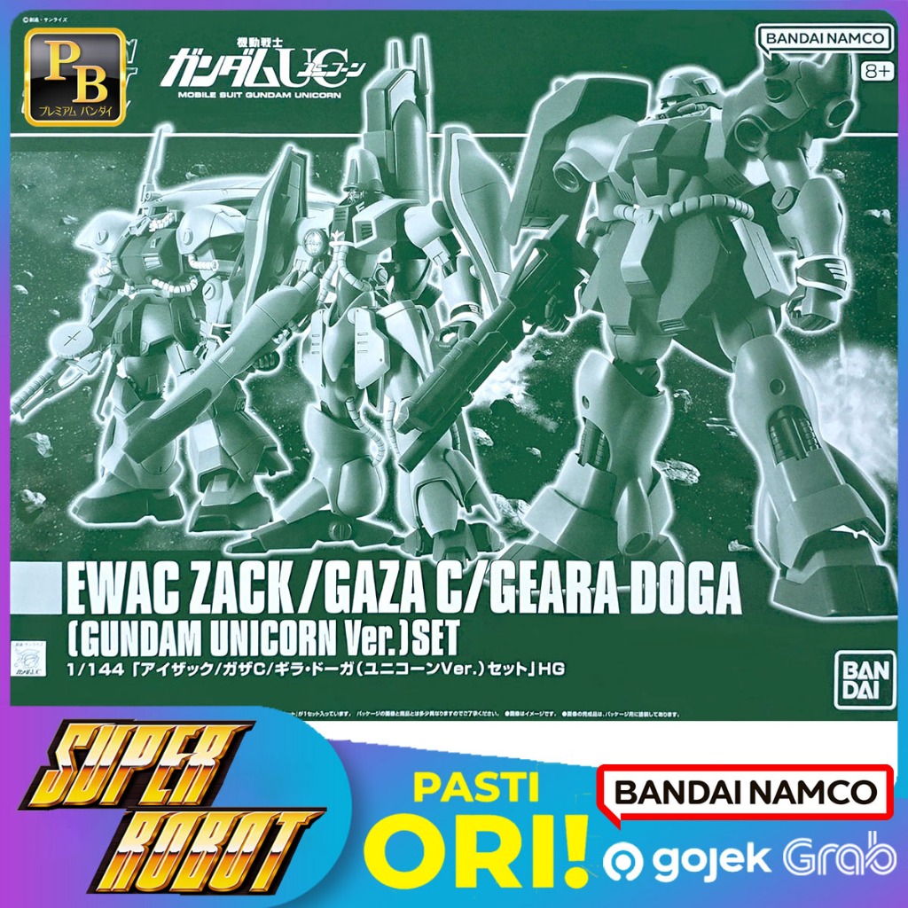𝗕𝗔𝗡𝗗𝗔𝗜 HG Ewac Zack / Gaza C / Geara Doga (GUNDAM UNICORN Ver.) SET - HGUC P-BANDAI Limited
