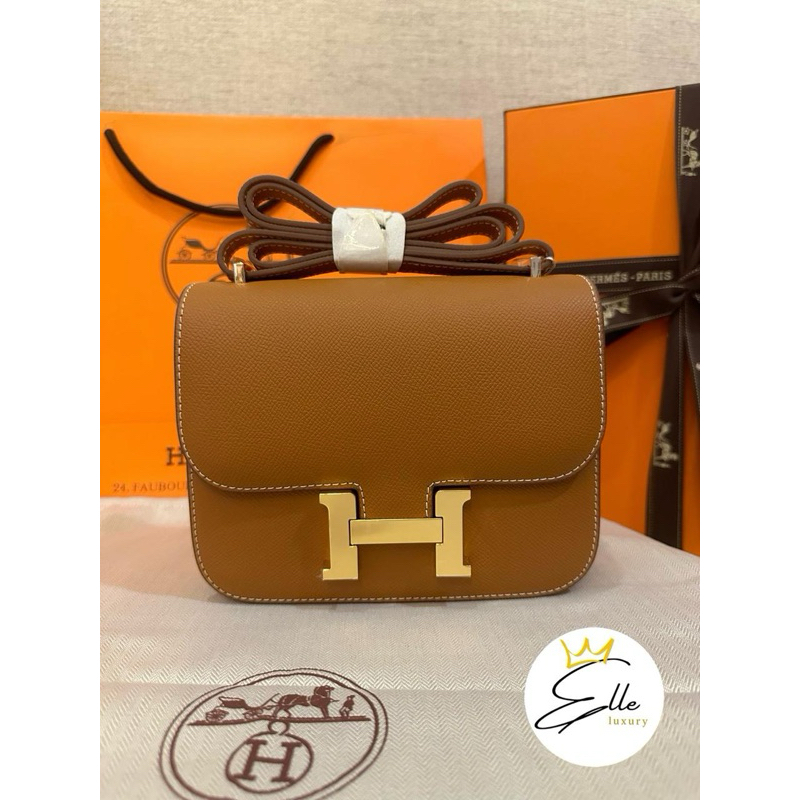 Tas H3rmes Constance 18cm Varian Black, Gold, Etoupe