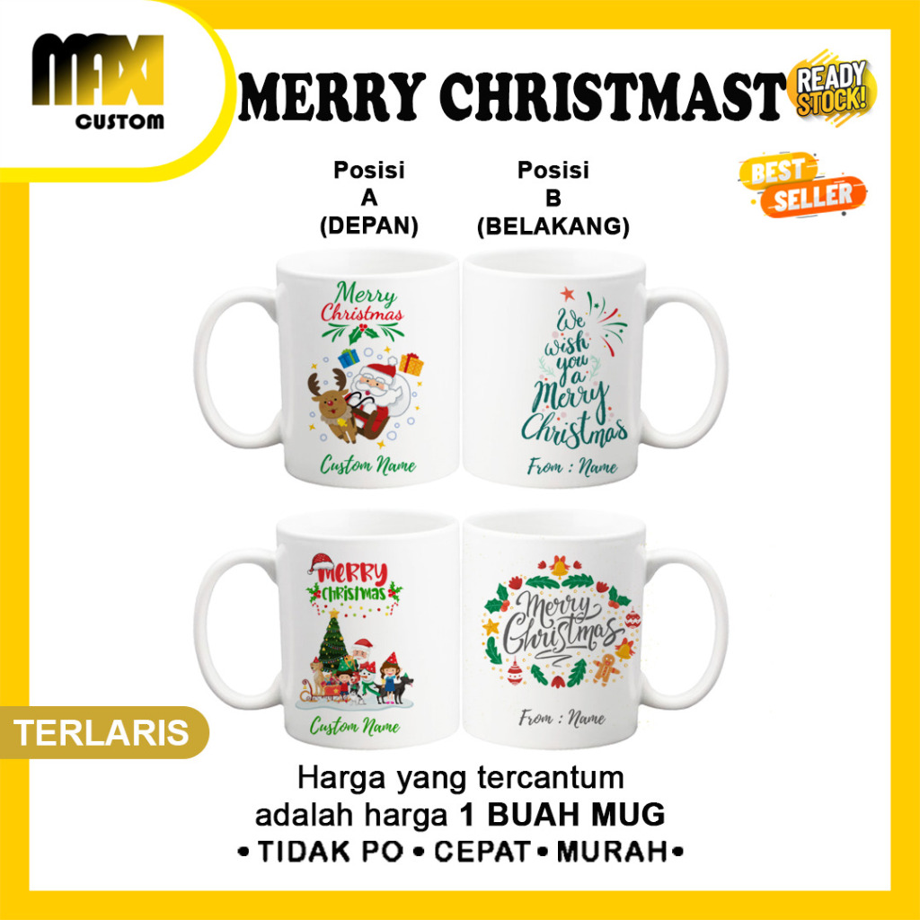 MUG CHRISMAST / MUG SANTA CLAUS / MUG HARI NATAL / GELAS MUG NATAL / MUG CUSTOM CHRISMAST / KADO CHR