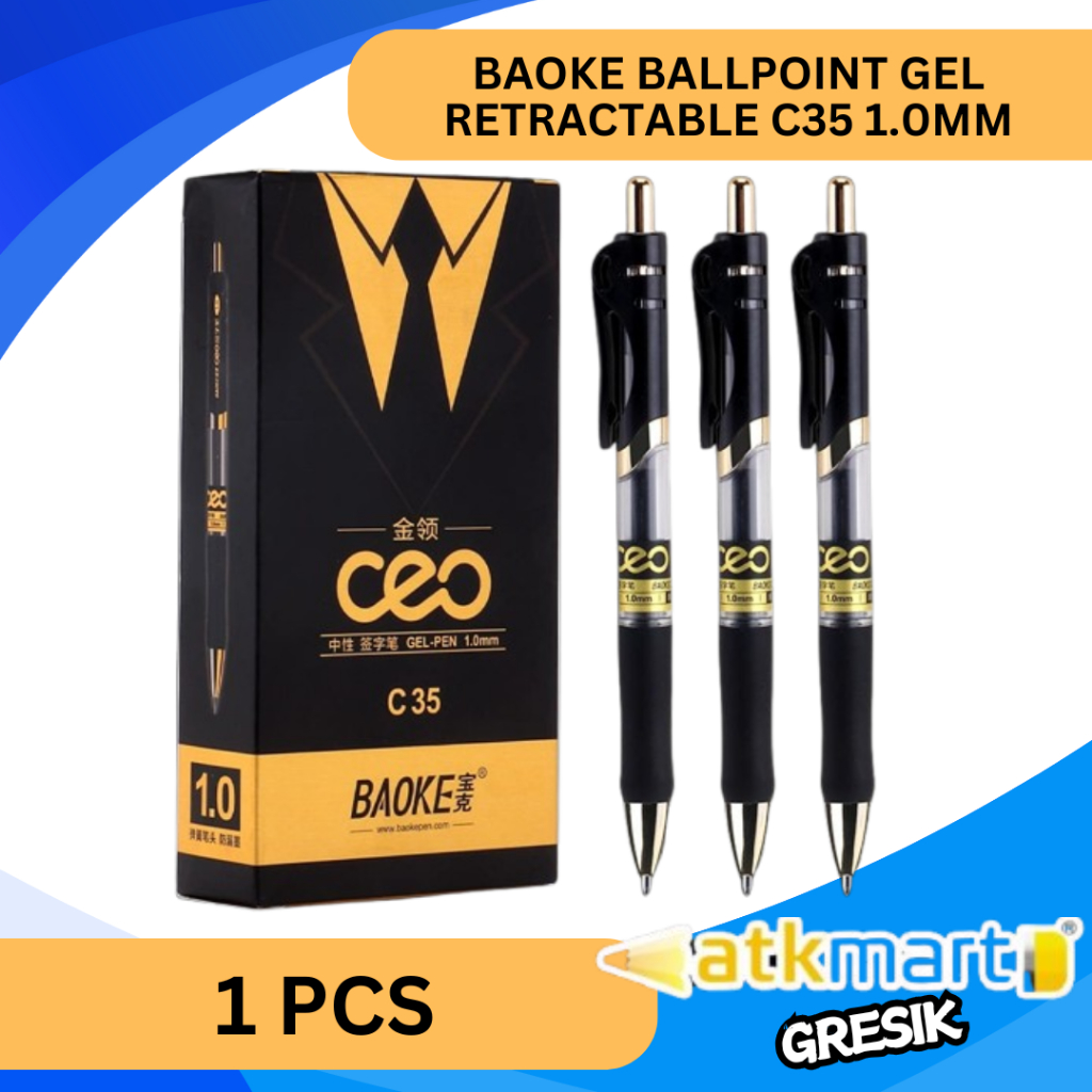 

BAOKE BALLPOINT CEO GEL RETRACTABLE C35 1.0MM / BALLPOINT TEBAL / BALLPOINT MEWAH ELEGAN ESTETIK