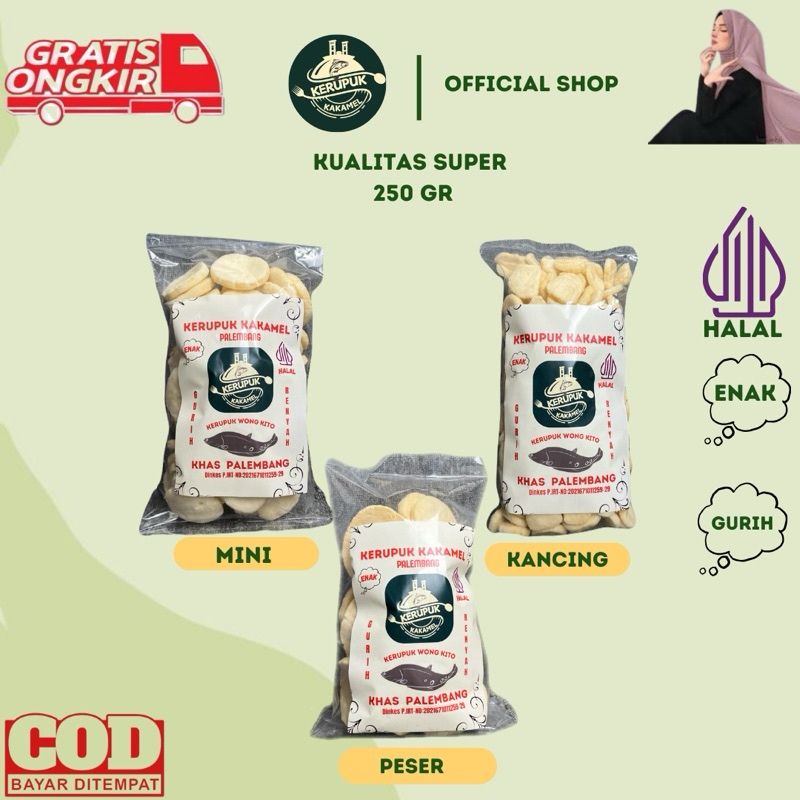 

KERUPUK KAKAMEL - KERUPUK SUPER IKAN TENGGIRI PALEMBANG (MINI/KANCING/PESER) 250GR PERBUNGKUS