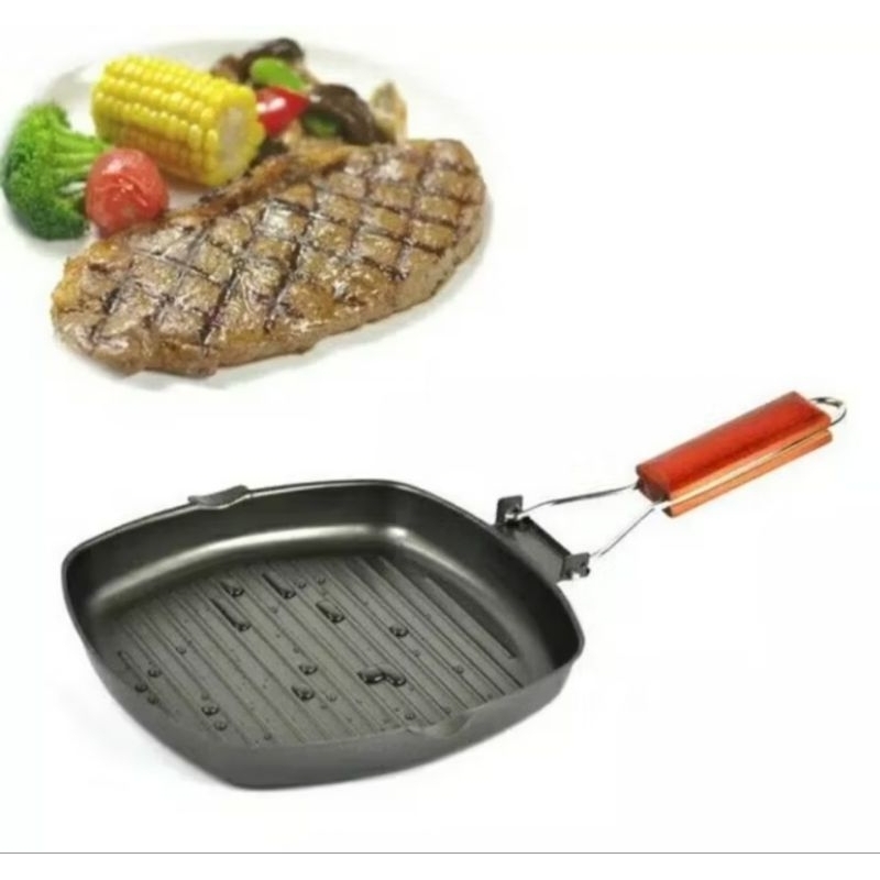 Square Grill Pan Teflon Wajan BBQ Bakaran Sate Serbaguna