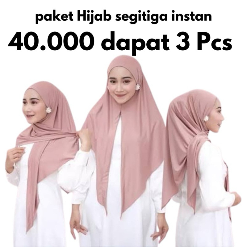 Paket Hijab Segitiga Instan Jersey Premium 40.000 Dapat 3 / Jilbab segitiga instan / Jilbab instan /