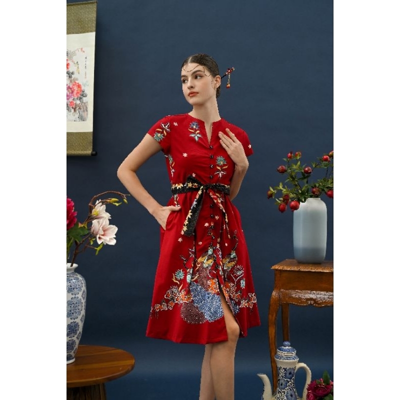 DRESS BATIK WANITA/DRESS BATIK WANITA MODERN/DRESS BATIK KEKINIAN/BA-031