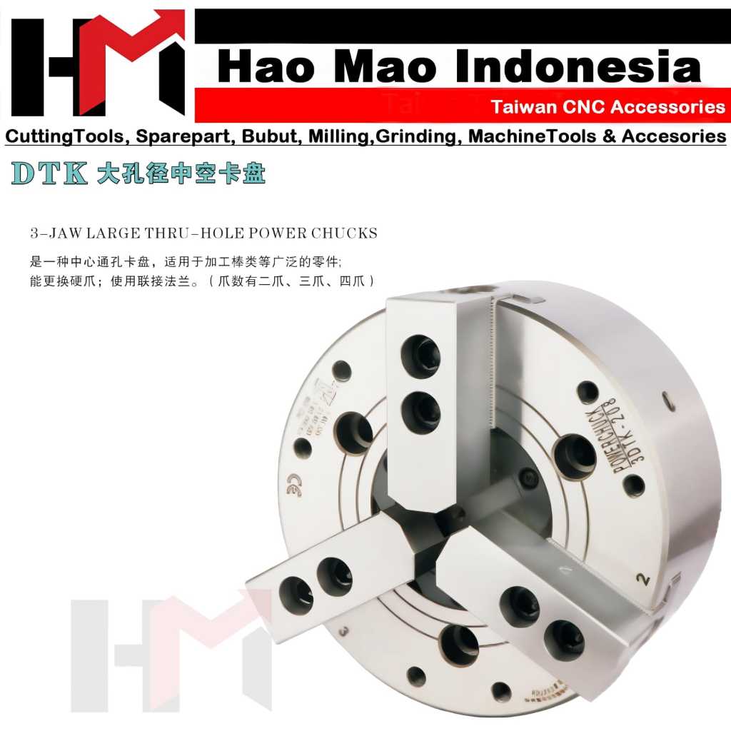 3DTK-208 DTK 3Jaw Large Thru-Hole Power Chuck