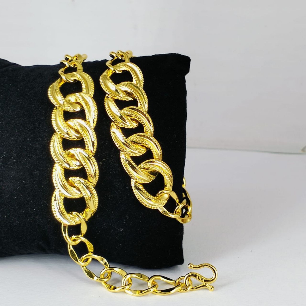 Gelang Sisik Naga Rantai Titanium Warna 24krt Gelang Tangan Cewek Replika Perhiasan Premium