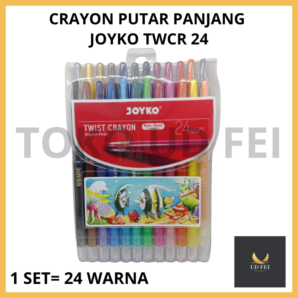 (1 SET = 24 WARNA) Crayon Putar Joyko isi 24/ Crayon Putar Joyko/ Crayon putar isi 24/Krayon putar p