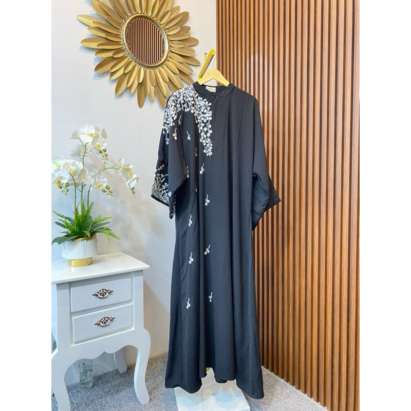 DRESS ABAYA TERBARU/DRESS HITAM MOTIF/DRESS BAHAN CERUTI