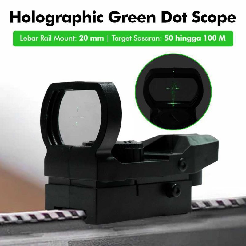 Kekeran Teropong Senapan Holographic Green Dot Scope 20mm