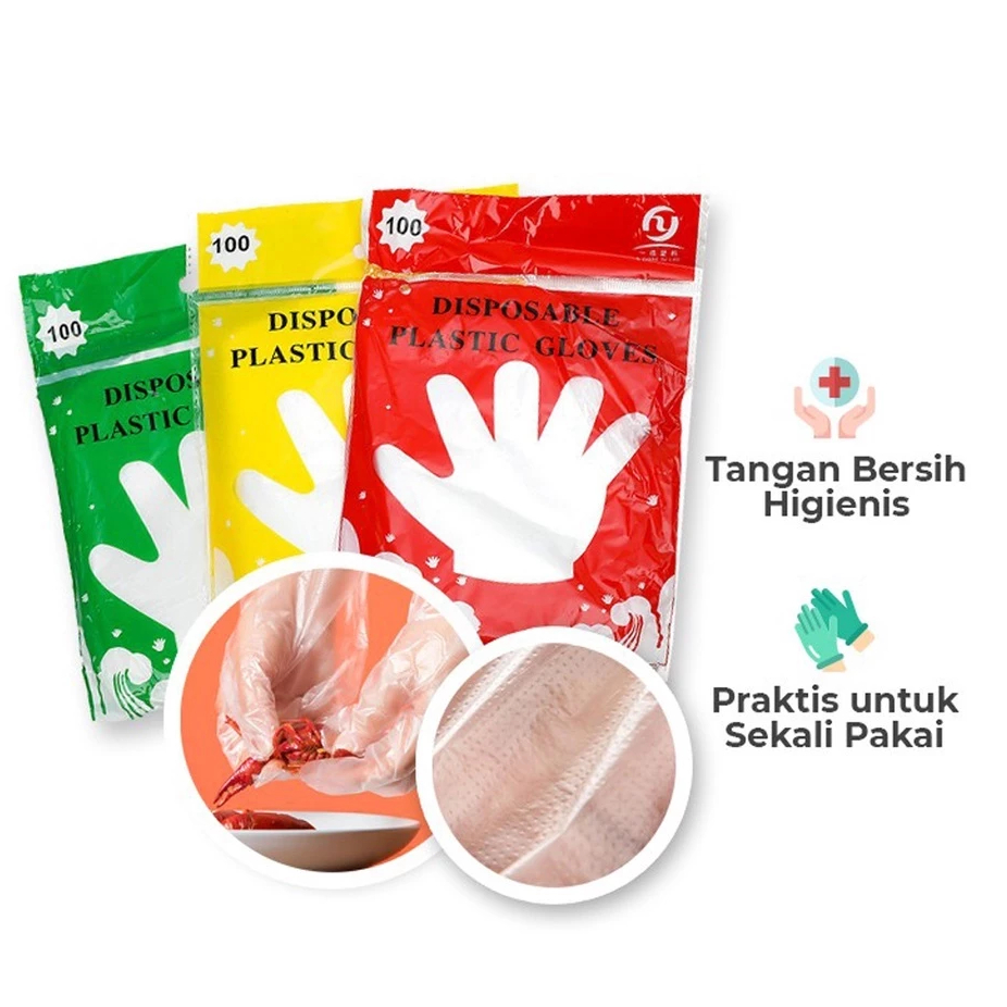 

100pcs/pack Disposable Gloves isi Sarung Tangan Plastik Sekali Pakai