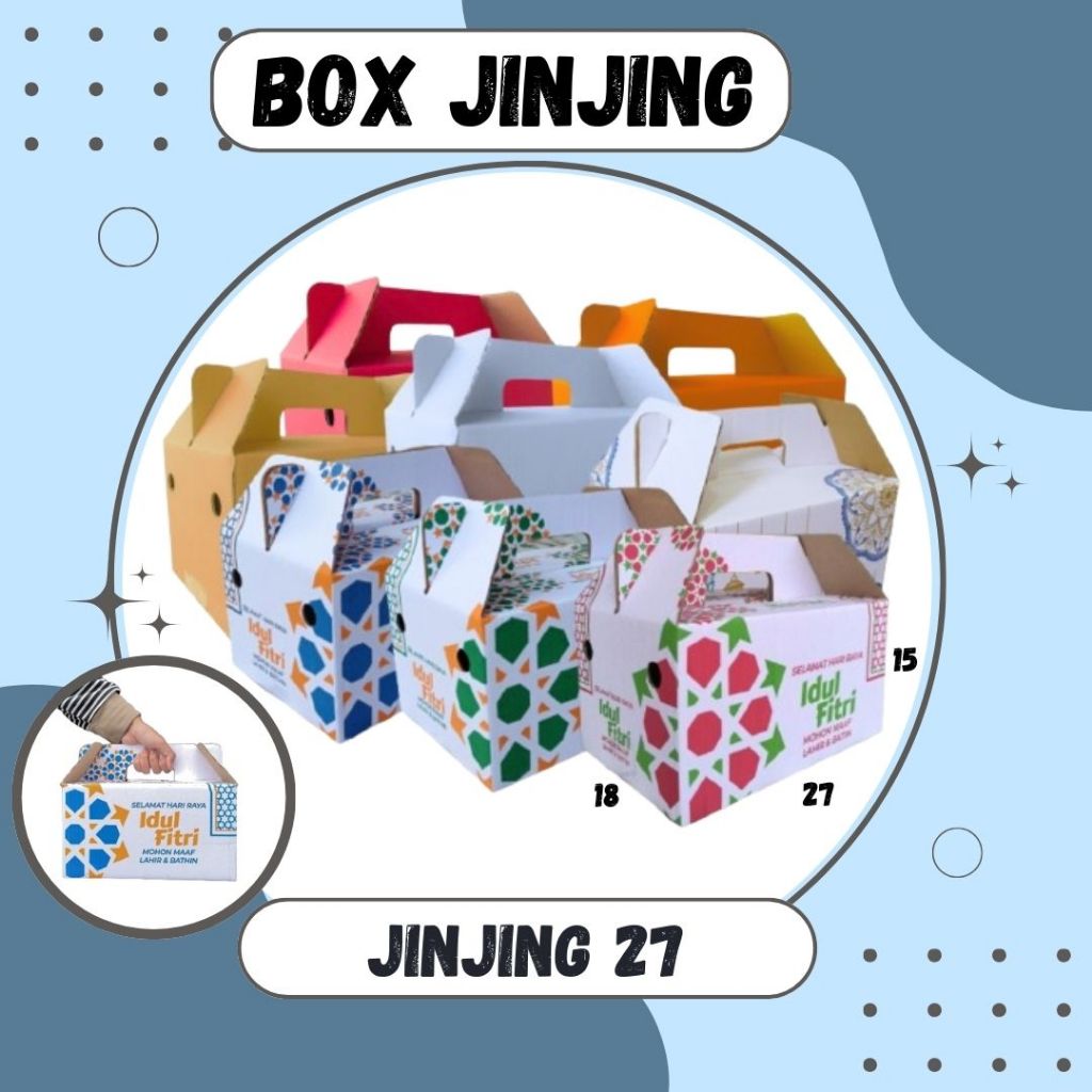 

Box Jinjing 27x18x15 Gable Box Kardus Packing Eid Mubarok Idul fitri Bingkisan lebaran/Parcel/Lebaran/idul Fitri/Paket/sembako