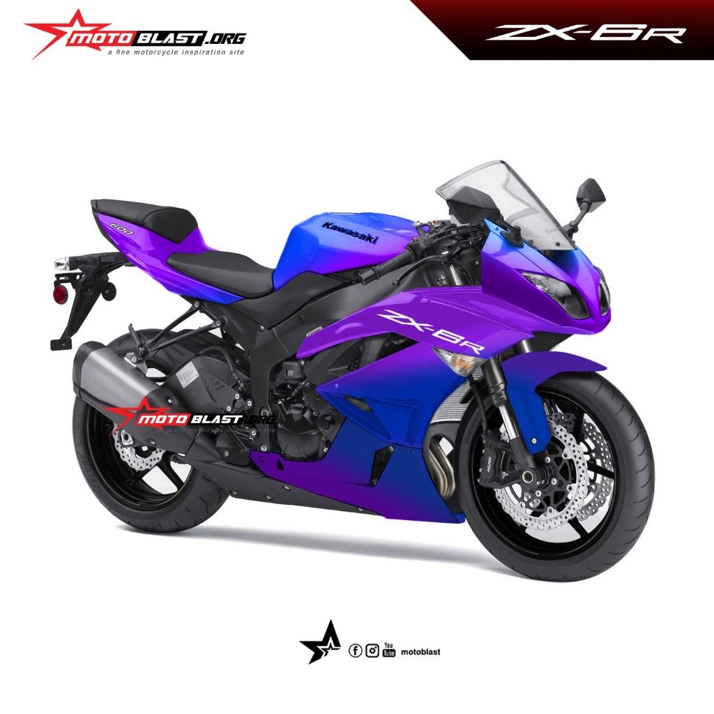 Decal Sticker ZX6R 2012 in Purple Gradation Full Body Motoblast