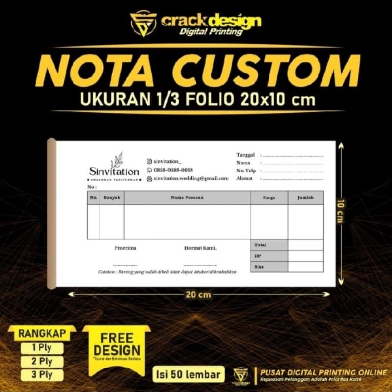 

CETAK NOTA GROSIR UKURAN 1/3 FOLIO