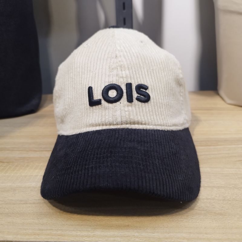 Topi LOIS Corduroy hitam cream