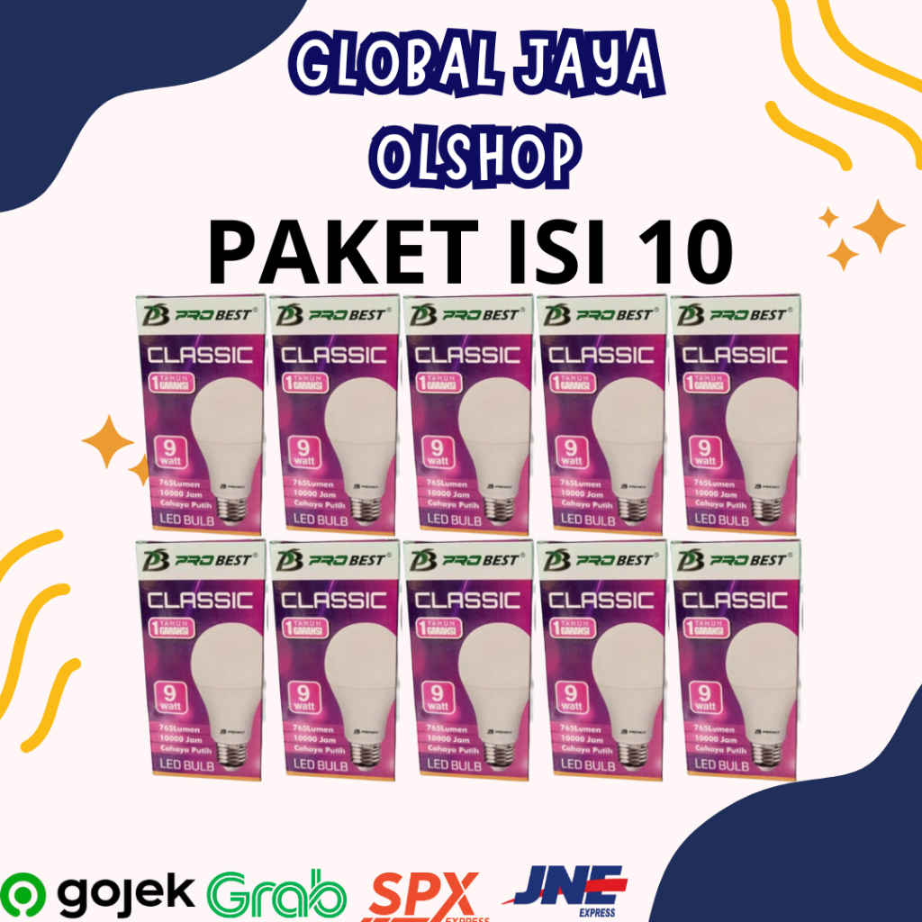 PROBEST Classic Lampu LED Bulb 9 Watt PUTIH 765 LUMEN