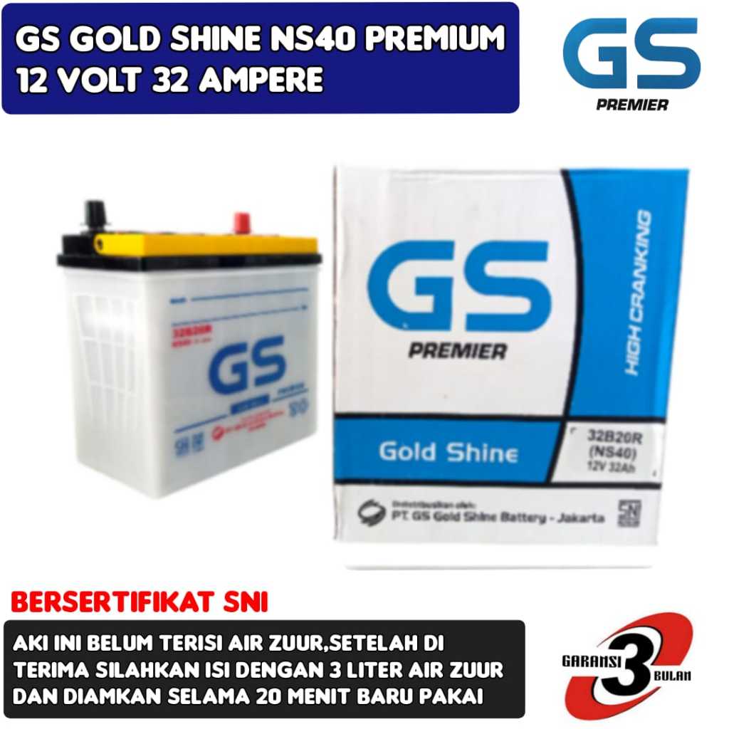 Aki Mobil Avanza/Rush/Espass/Terios/Xenia/Katana/Carry GS Gold Shine NS40 Premium 32 Ampere