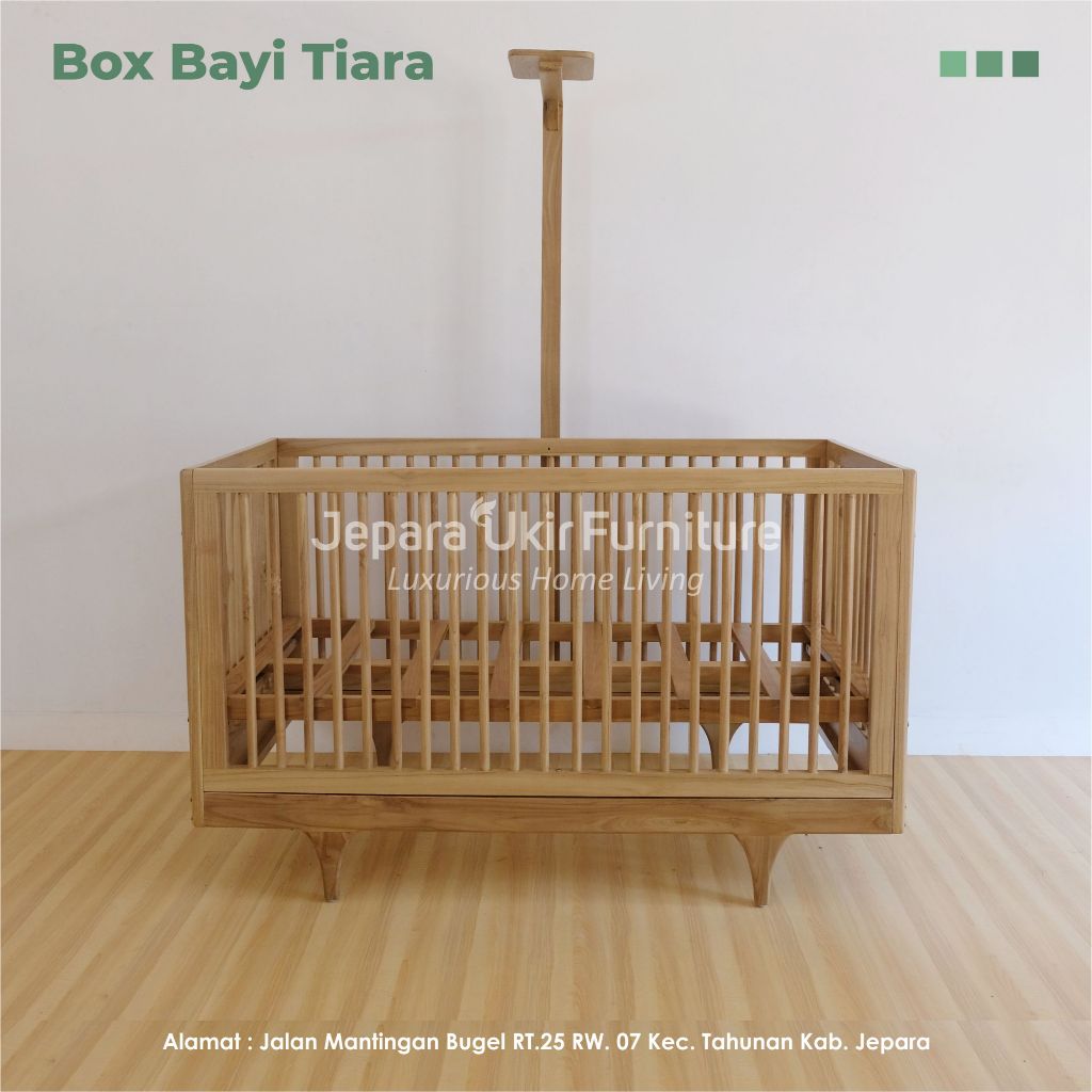 Box bayi kayu jati asli, Ranjang bayi natural, Tempat tidur bayi kayu jati, Baby box minimalis moder
