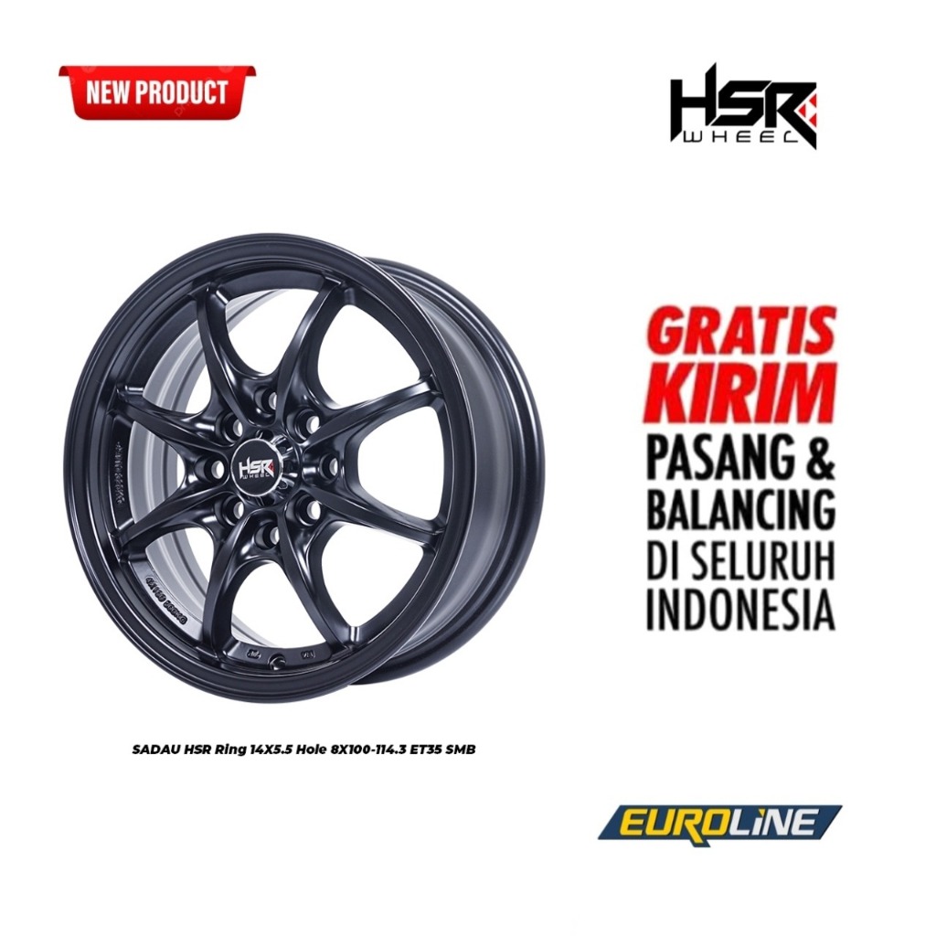 Velg Racing HSR SADAU Ring 14 Lebar 5.5 ET 35 Untuk Brio, Sigra, Karimun, Dll