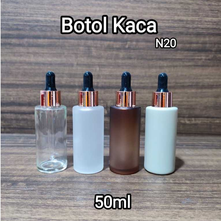 Botol Dropper Serum Pipet Kaca 50ml For Cosmetic Treatment Skincare Botol serum Botol Amber Doff Ben