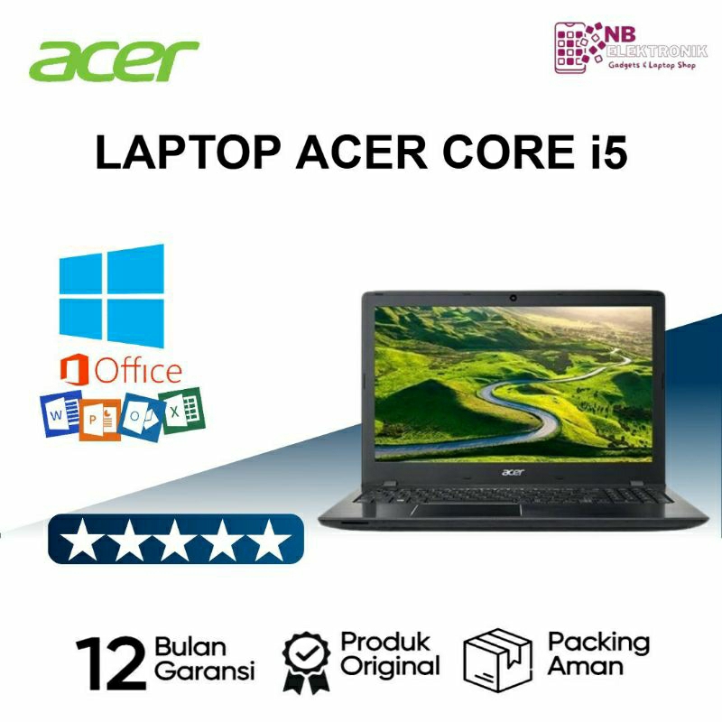 Laptop Acer Aspire Core i5-7200U Gen 7th Double Vga Windows / Free Office / Free Tas+Mouse
