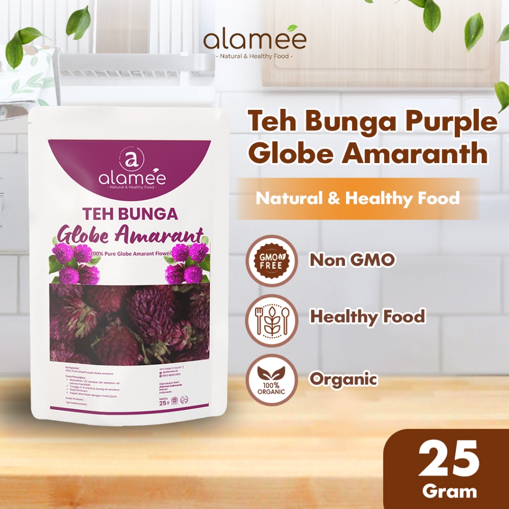 

ALAMEE Teh Bunga Globe Amaranth Kering Tea Herbal Organik Dried Flower 25gr