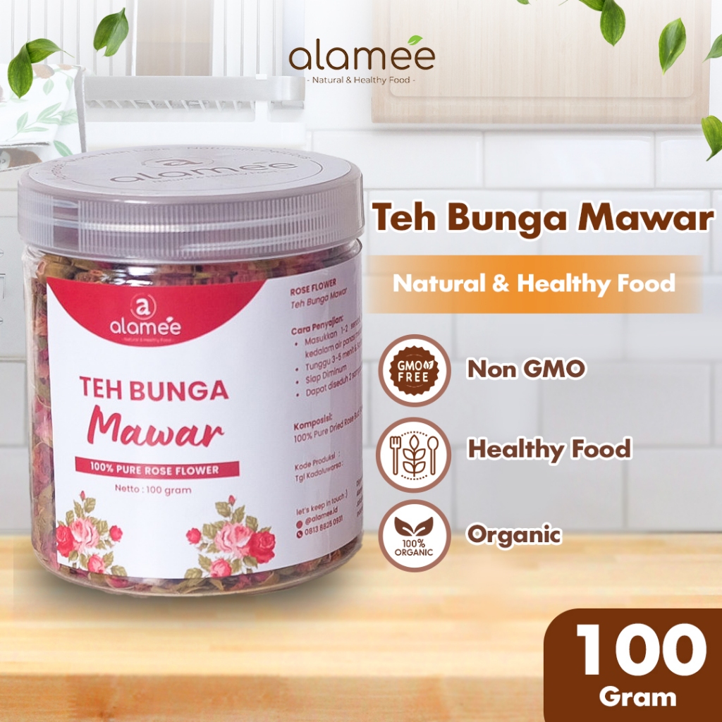 

ALAMEE Teh Mawar Rose Bud Flower Tea Bunga Organik Kering Dried 100gr