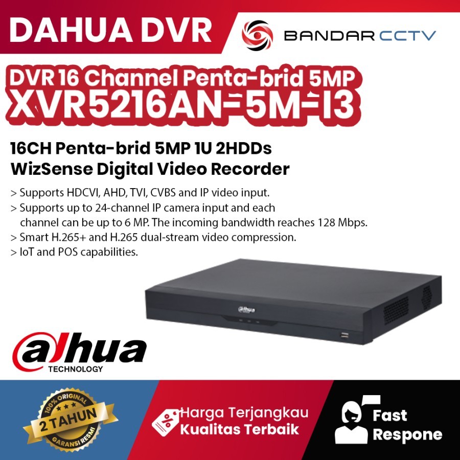 DAHUA XVR5216AN-5M-I3 DVR 16 Channel Penta-brid 5MP