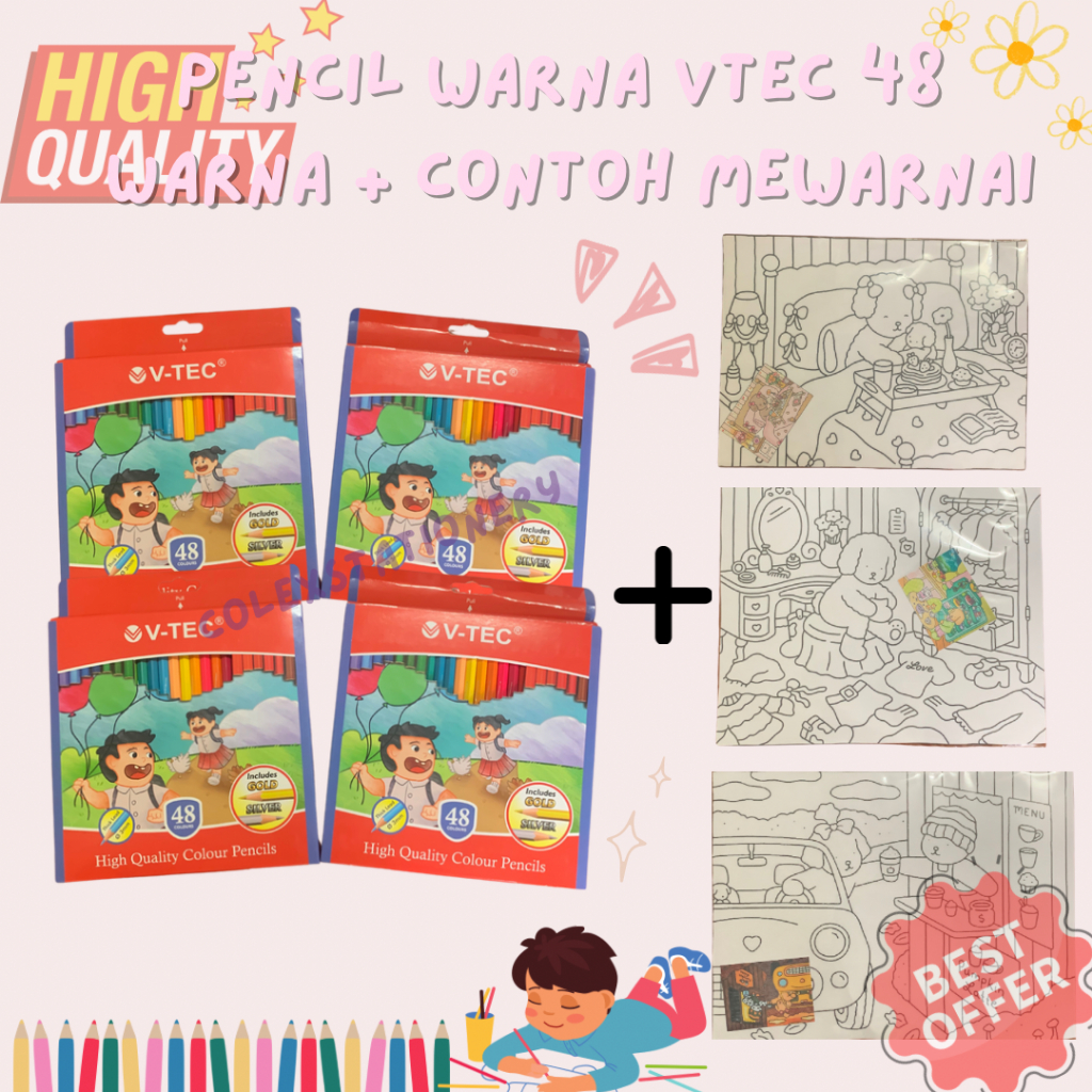 

Paket Hemat Pensil Warna 48 Warna + Boobie Goods Coloring Pages / Paket Super Hemat Pensil Warna High Quality With Boobie Goods
