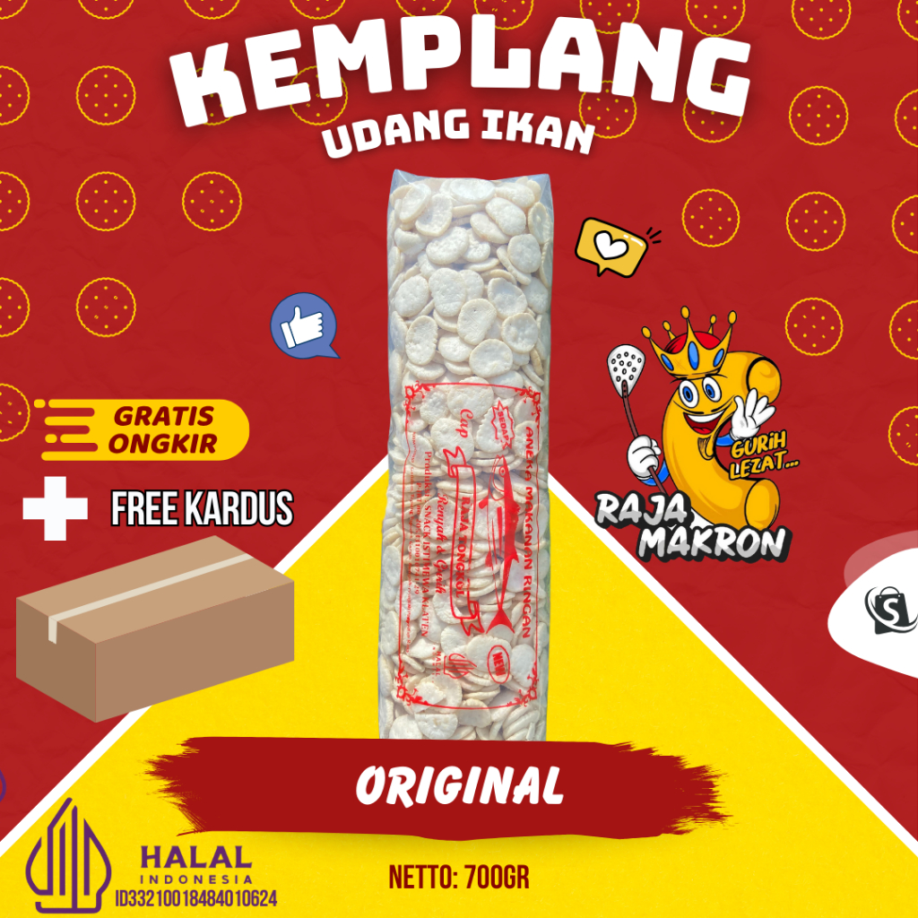 

1 BAL KEMPLANG UDANG IKAN RASA ORIGINAL Snack Food Keripik Cemilan Kering Asin Makanan Camilan Toples