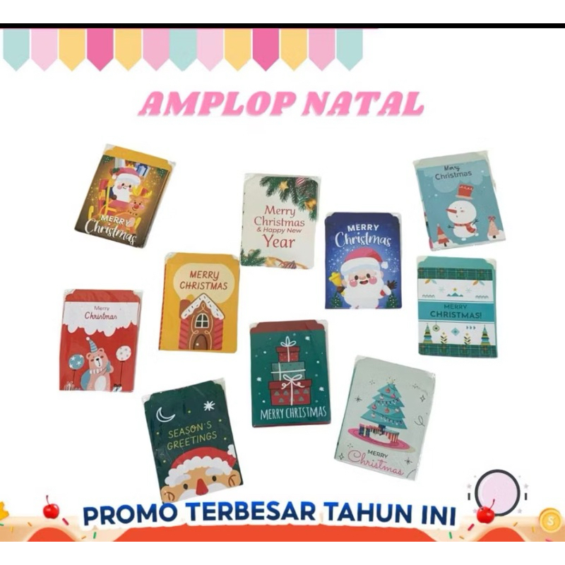 

Amplop natal per warna isi 10 pcs angpao natal amplop