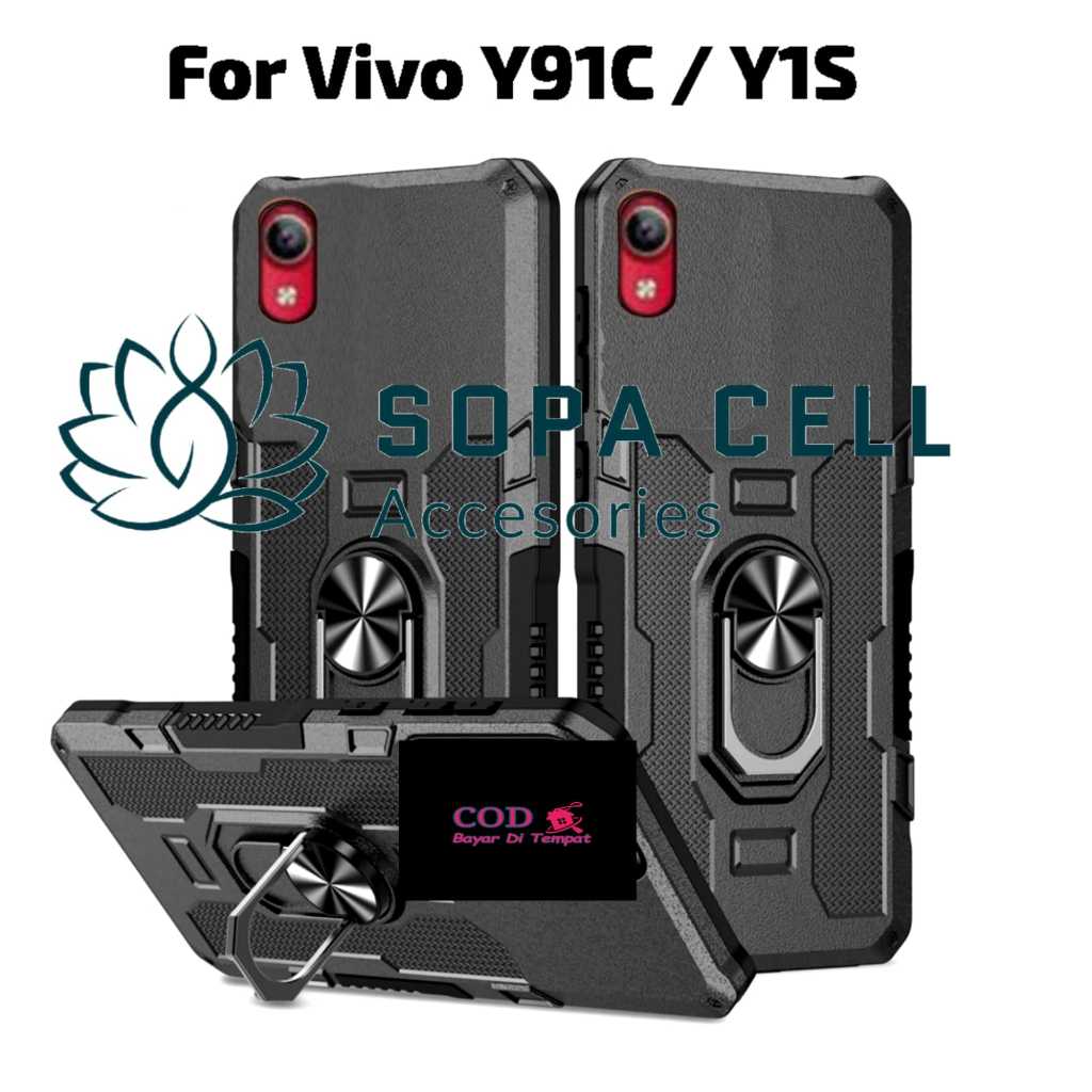 CASING HP UNTUK VIVO Y91C / Y1S CASE ROBOT HIT EYE RING CASING STANDING NEW COVER