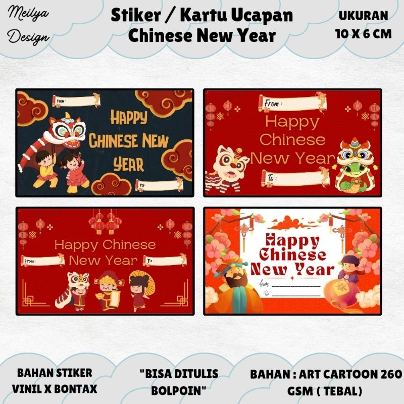 Stiker Ucapan Chinese New Year Card / Kartu Ucapan Imlek / Greeting Card Chinese New Year / Kartu Uc