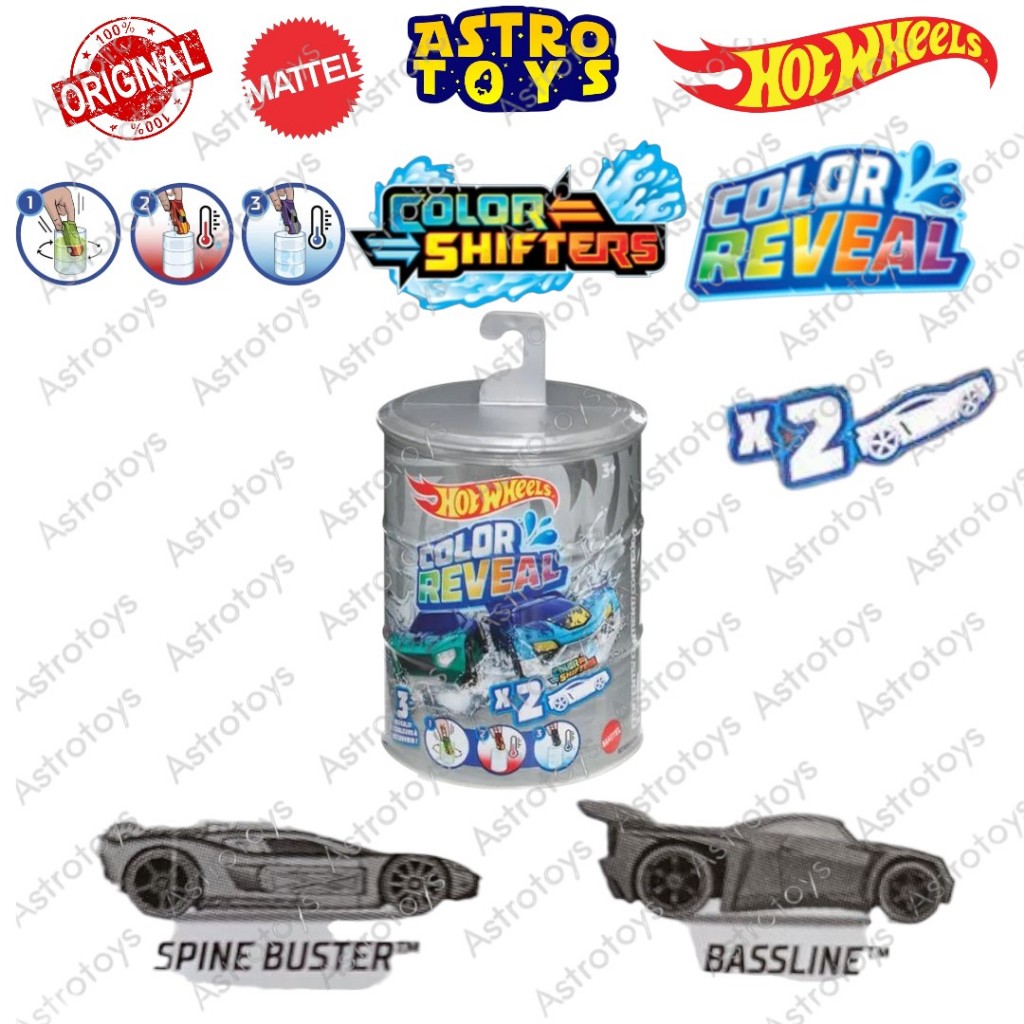 Hot Wheels Color Shifters Spine Buster & Bassline Isi 2 Mainan Anak Diecast Metal Mobil Hotwheels