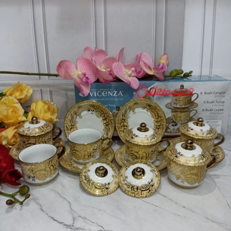 Cangkir Tutup Mug Keramik Vicenza Set Y85 ORIGINAL