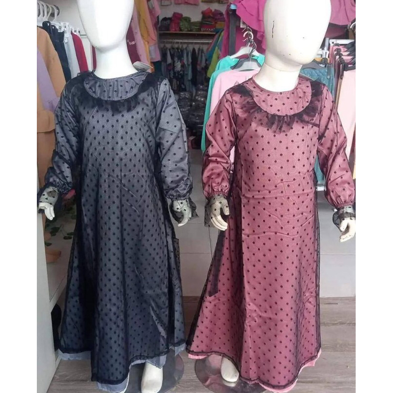 [RUMAH AYASHA] gamis dress anak 2-6 tahun bagus murah GAMIS TILE HITAM